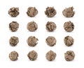 Set of crumpled brown paper ball on white background Royalty Free Stock Photo