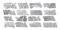 A set of crumpled strips of masking tape in various shapes and sizes. Masking tape isolated on white background