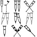 Set of crutches. Axillary crutch icon. Medical tool for people with disabilities and help after injury. Sign for web page, mobile