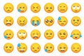 Set of crying emoticon smile icons. Cartoon emoji set. Vector emoticon set Royalty Free Stock Photo