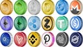 Set of 18 crypto coin icons