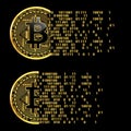 Set of crypto currency bitcoin golden symbols