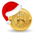 Set of crypto currency golden with christmas concept or digital currency bitcoin or digital payment currency etherum litecoin