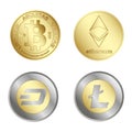 Set of Crypto currency golden coin symbol. Vector.