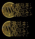 Set of crypto currency steem golden symbols