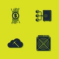 Set Cryptocurrency bitcoin in circuit, ASIC Miner, cloud mining and Proof of stake icon. Vector Royalty Free Stock Photo