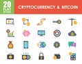 set of cryptocurrency and bitcoin color icons Royalty Free Stock Photo