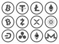 Set of cryptocurrency flat icons collection