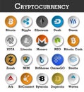 Set of cryptocurrency icon . Vector