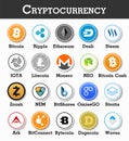 Set of cryptocurrency icon . Vector