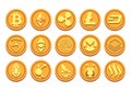 Set Of Cryptocurrency Icons On Coins Isolated Royalty Free Stock Photo