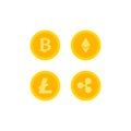 Set of cryptocurrency icons. Vector illustration eps 10