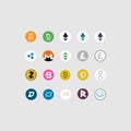 Set of cryptocurrency icons. Vector illustration eps 10