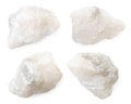 Set of crystals of salt on a white isolated background. Top view