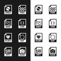 Set CSS file document, BMP, WMA, PNG, RUBY and GIF icon. Vector Royalty Free Stock Photo