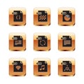 Set CSS file document, RUBY, WAV, GIF, DOC, PPT, OBJ and PNG icon. Vector Royalty Free Stock Photo