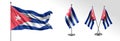 Set of Cuba waving flag on isolated background vector illustration Royalty Free Stock Photo