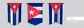 Set of Cuba waving pennants on isolated background vector illustration Royalty Free Stock Photo