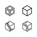 Set of cube icons. Geometric 3D shapes collection. Abstract box symbols. Vector illustration. EPS 10. Royalty Free Stock Photo