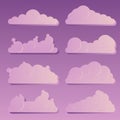 Set of cumulus clouds. Flat style with gradient. Set for creation of  beautiful modern sky Royalty Free Stock Photo