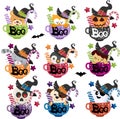 Set of cup halloween treats or tricks