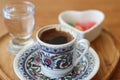 Turkish delight coffee set in coffee shop Royalty Free Stock Photo