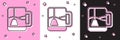Set Cup of tea with tea bag icon isolated on pink and white, black background. Vector Royalty Free Stock Photo
