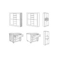 Set of Cupboard icon Furniture line art vector, minimalist illustration design template Royalty Free Stock Photo