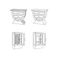 Set of Cupboard minimalist interior icon vector design, icon Furniture line art vector, minimalist illustration design template Royalty Free Stock Photo