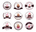 Set of cupcake bakery labels