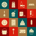 Set Cupcake, Cereals with rice, wheat, corn, oats, rye, Blender, Glass bottle milk and glass, Burger, Kitchen whisk