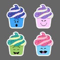 Set of cupcake emojis icons