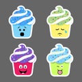 Set of cupcake emojis icons