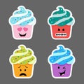 Set of cupcake emojis icons