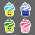 Set of cupcake emojis icons