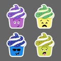 Set of cupcake emojis icons