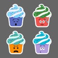 Set of cupcake emojis icons