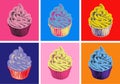 Set of Cupcake Vector Illustration Pop Art Style