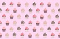 Set of cupcakes of different colors and flavors vector illustration holiday sweets pattern texture