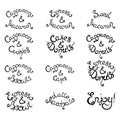Set 1 of curly lettering Phrases for Coffee Shop. Vector illustration.