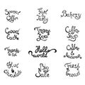 Set 4 of curly lettering Phrases for Coffee Shop. Vector illustration.