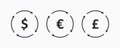 Set currency exchange outline icon. Money icon concept. The circulation of money in the world. Vector