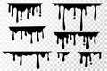 Set Current black paint, stains. Black oil liquid dripping. Stain and blob of paint. Dripping liquid. Splatter and