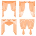 A set of curtains isolated on white background. Vector illustration. Royalty Free Stock Photo