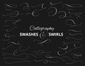 Set of custom decorative swashes and swirls, white on black. Great for wedding invitations, cards, banners, page