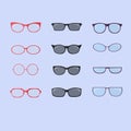 Set of custom glasses . Vector