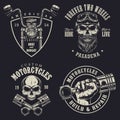 Set of custom motorcycle emblems Royalty Free Stock Photo