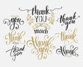 Set Of Custom THANK YOU Hand Lettering. Vector