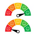 Set of customer satisfaction meter icon, graph rating measure business report vector illustration