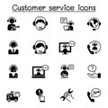 Set of Customer service related vector line icons. contains such Icons as support, call center, headset, operator, solve problem,